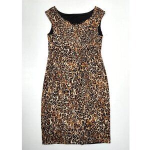 A.X.L. Women's Brown Leopard Print Sleeveless Dress W/Belt loops Size Large